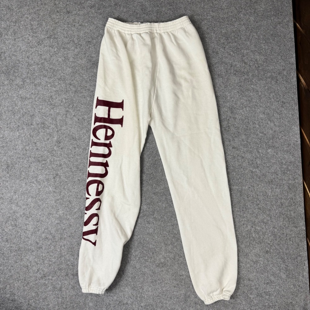 Vintage Velva Sheen Hennessy Sweatpants Cream Burgundy Graphic Joggers USA L